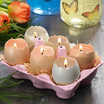 Kynttilöitä kananmunankuorista